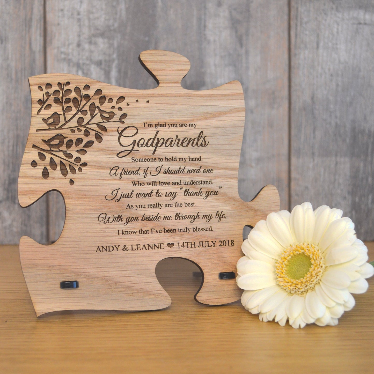 Unique Gift For Godfather - Personalised Wooden Jigsaw Puzzle Plaque