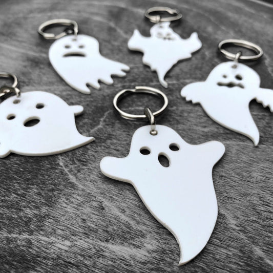 Ghost Keyrings Halloween Party Bag Fillers - Set of 5, Trick Or Treat Gifts, Spooky Keyring Filler Gift