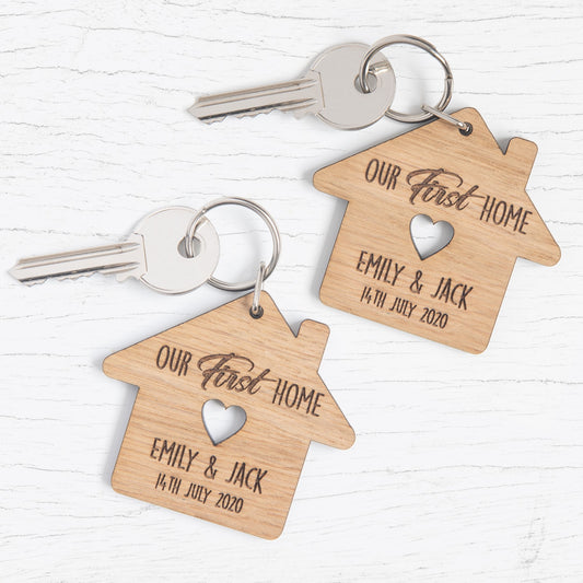 Personalised NEW HOME Valentine's Day House Keyring Set