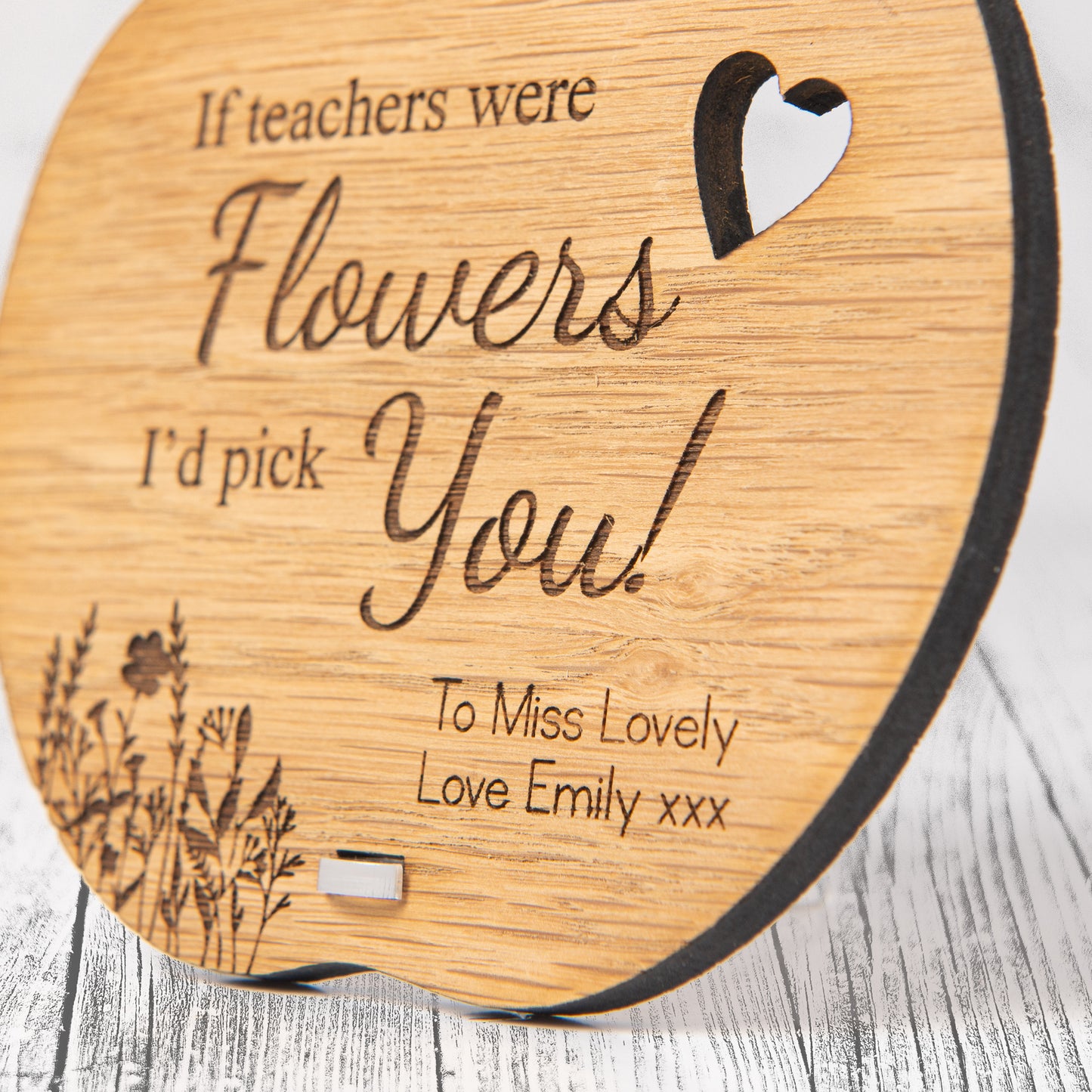 Personalised Teacher Gift - If Teachers Were Flowers I'd Pick You - Wooden Thank You Plaque