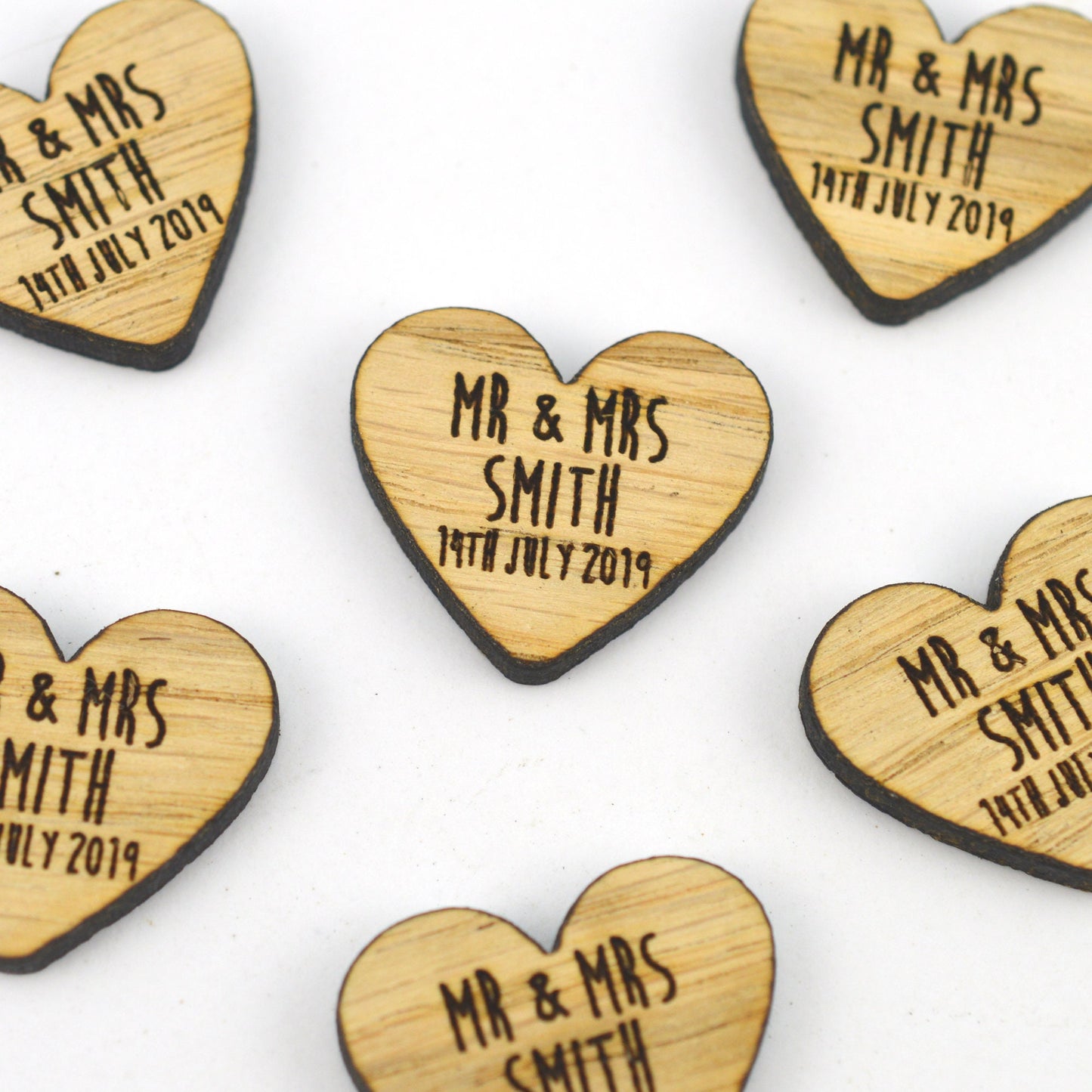 Personalised Rounded Heart Shaped Wooden Wedding Table Confetti