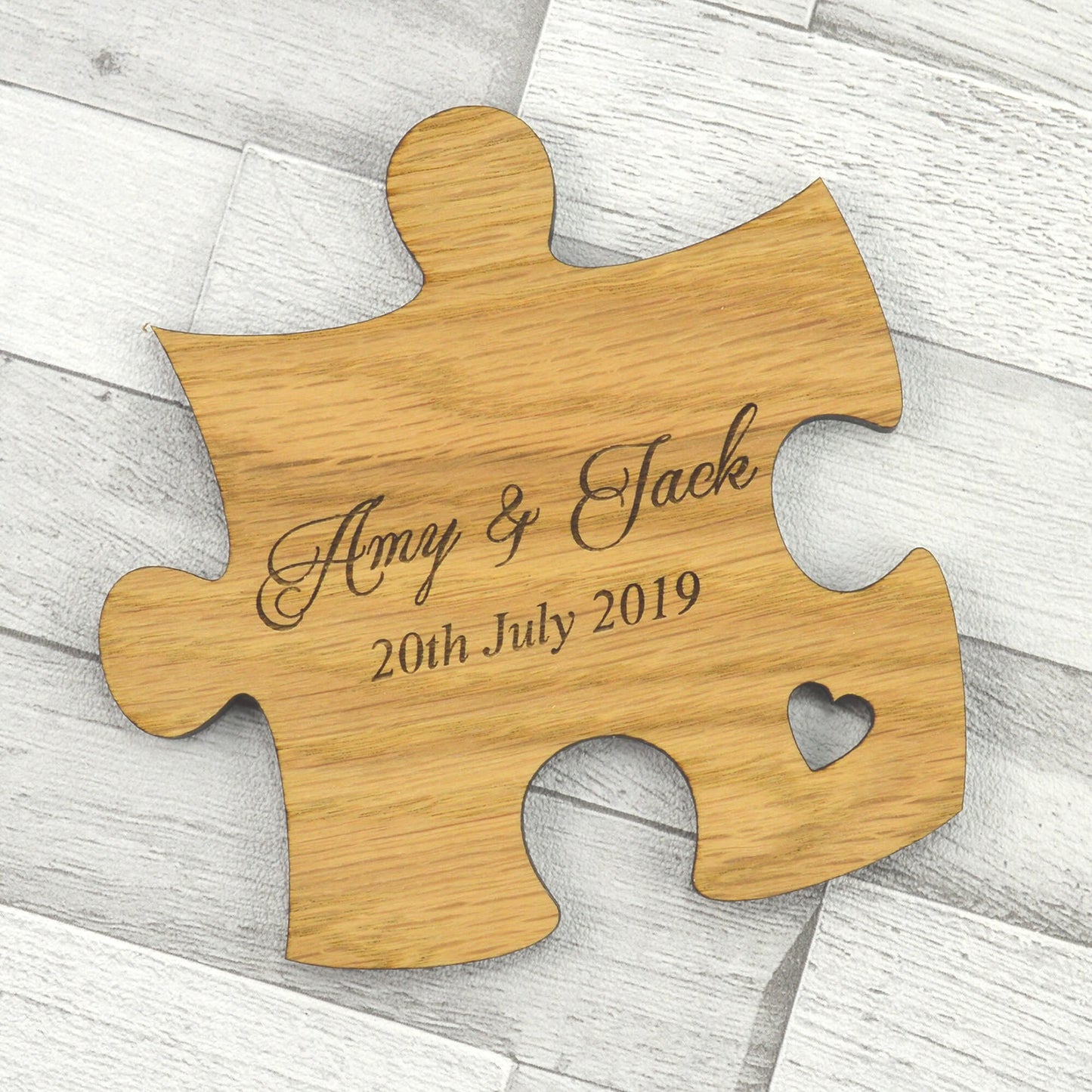 Personalised Jigsaw Puzzle Piece Wedding Table Coasters Unique Wooden Favours