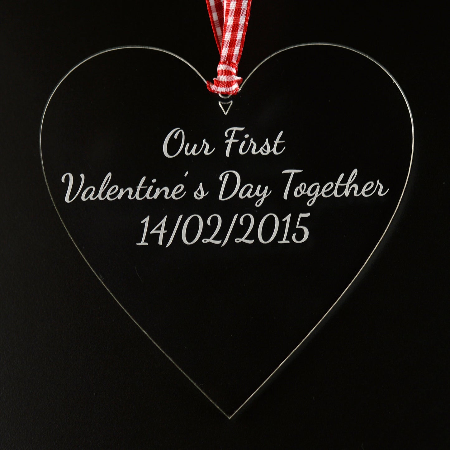 Our First Valentine's Day Together - Personalised Heart Shaped Clear Acrylic Valentine's Day Plaque