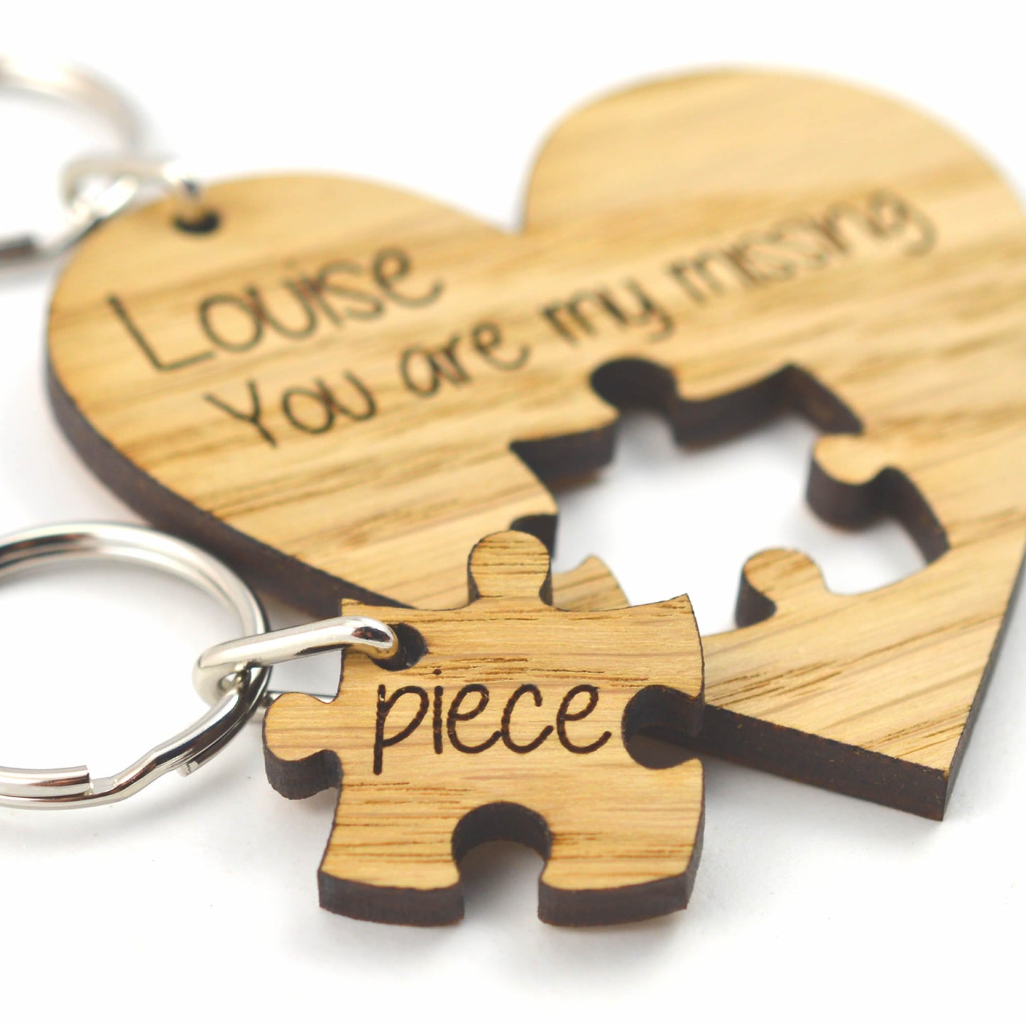 You Are My Missing Piece Keyring Set - Personalised Heart Shaped Jigsaw Puzzle Valentines Gift