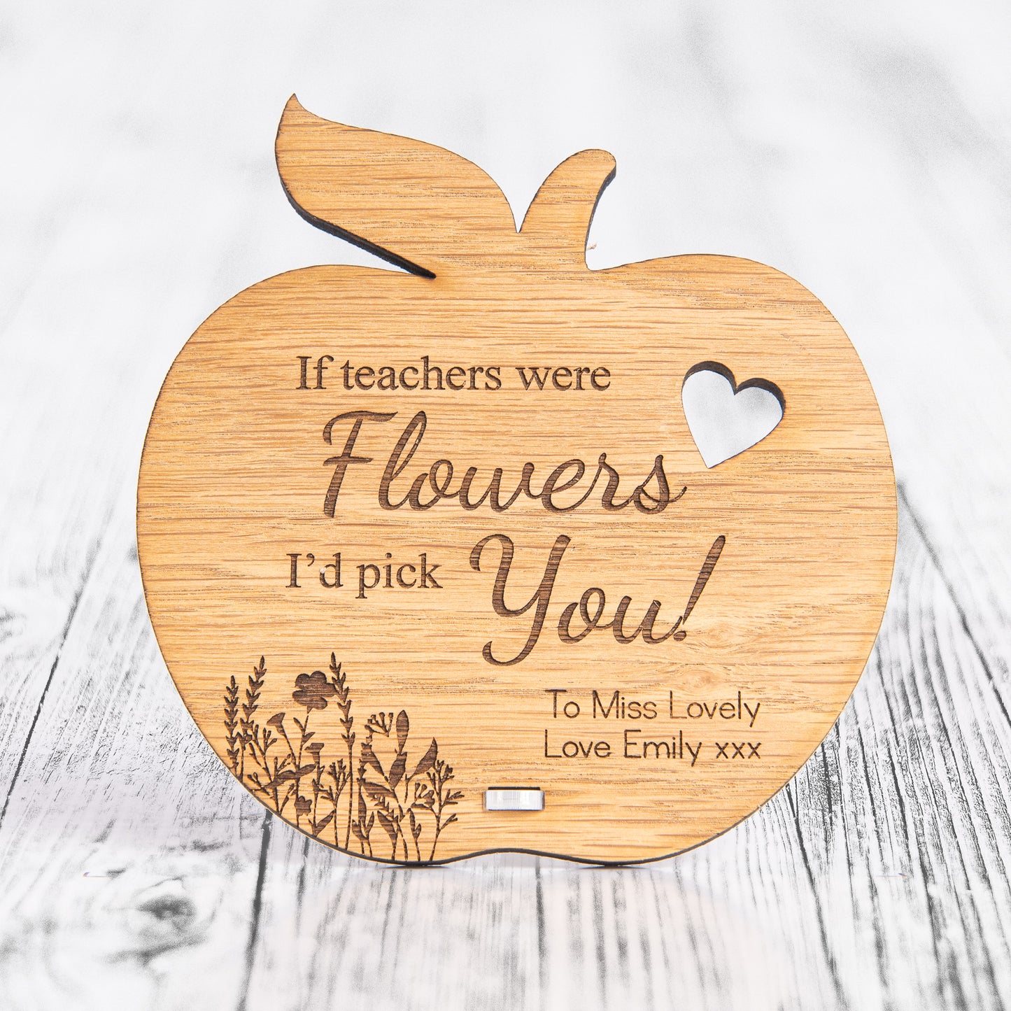 Personalised Teacher Gift - If Teachers Were Flowers I'd Pick You - Wooden Thank You Plaque