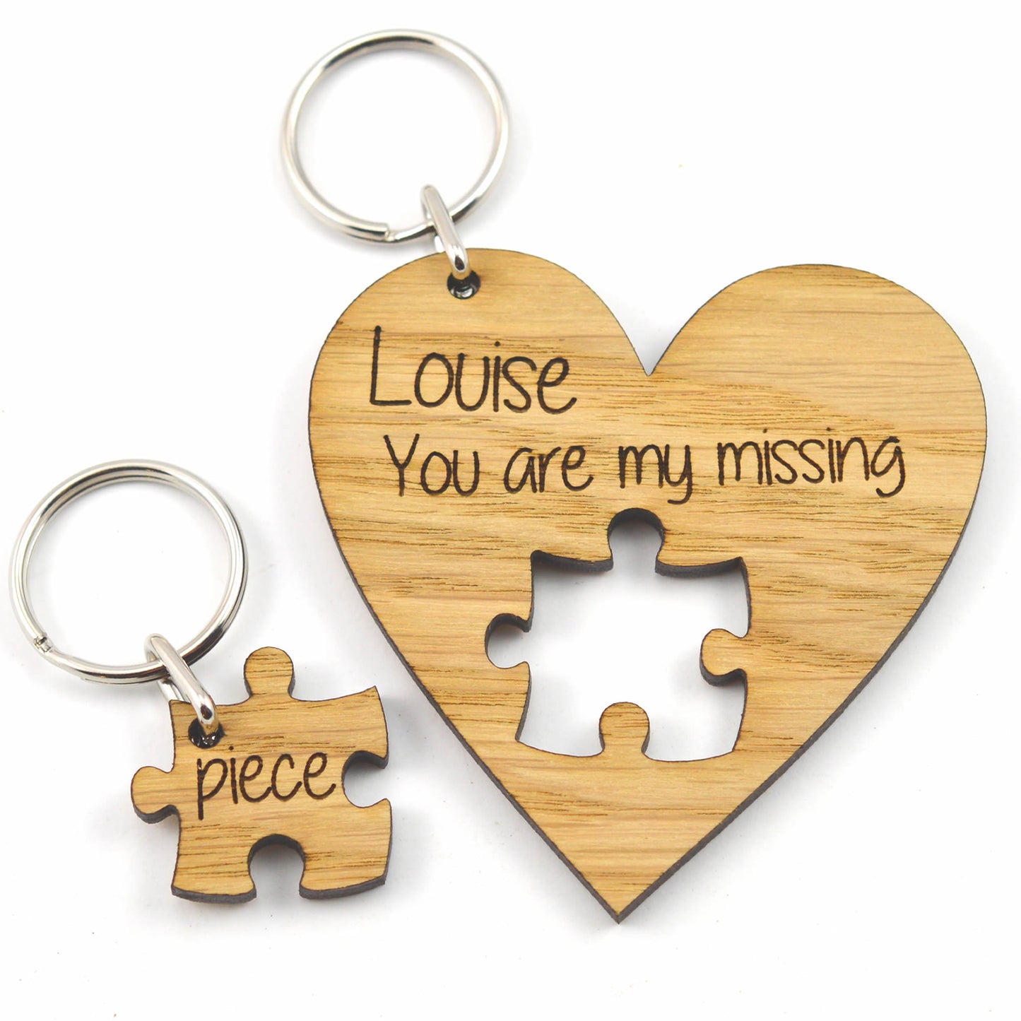 You Are My Missing Piece Keyring Set - Personalised Heart Shaped Jigsaw Puzzle Valentines Gift